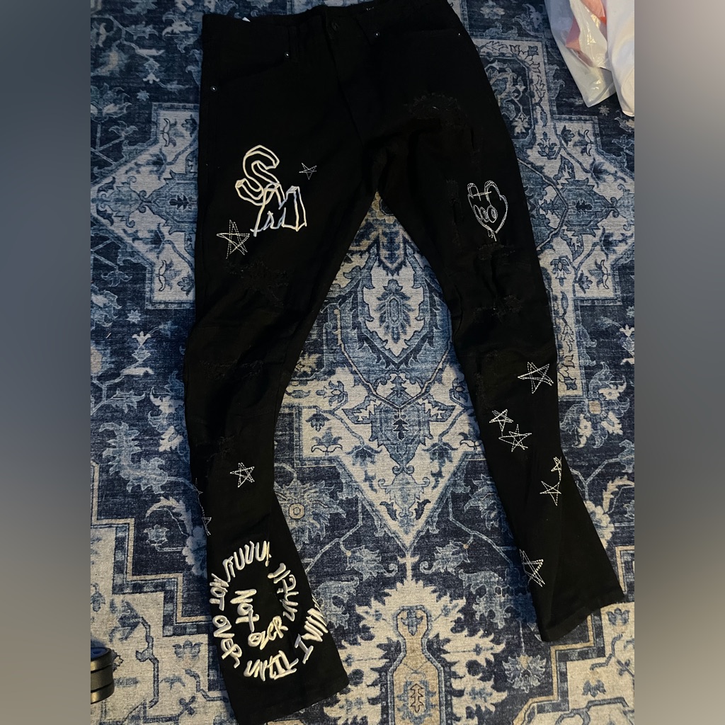 Black Graphic Skinny Jeans